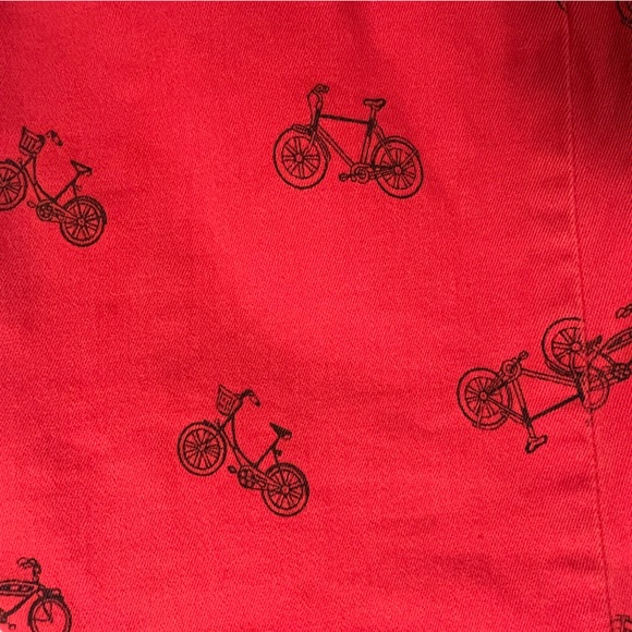PAIGE Kylie Crop Bicycle Theme Skinny Jeans Red Black Size 26 - Picture 6 of 14